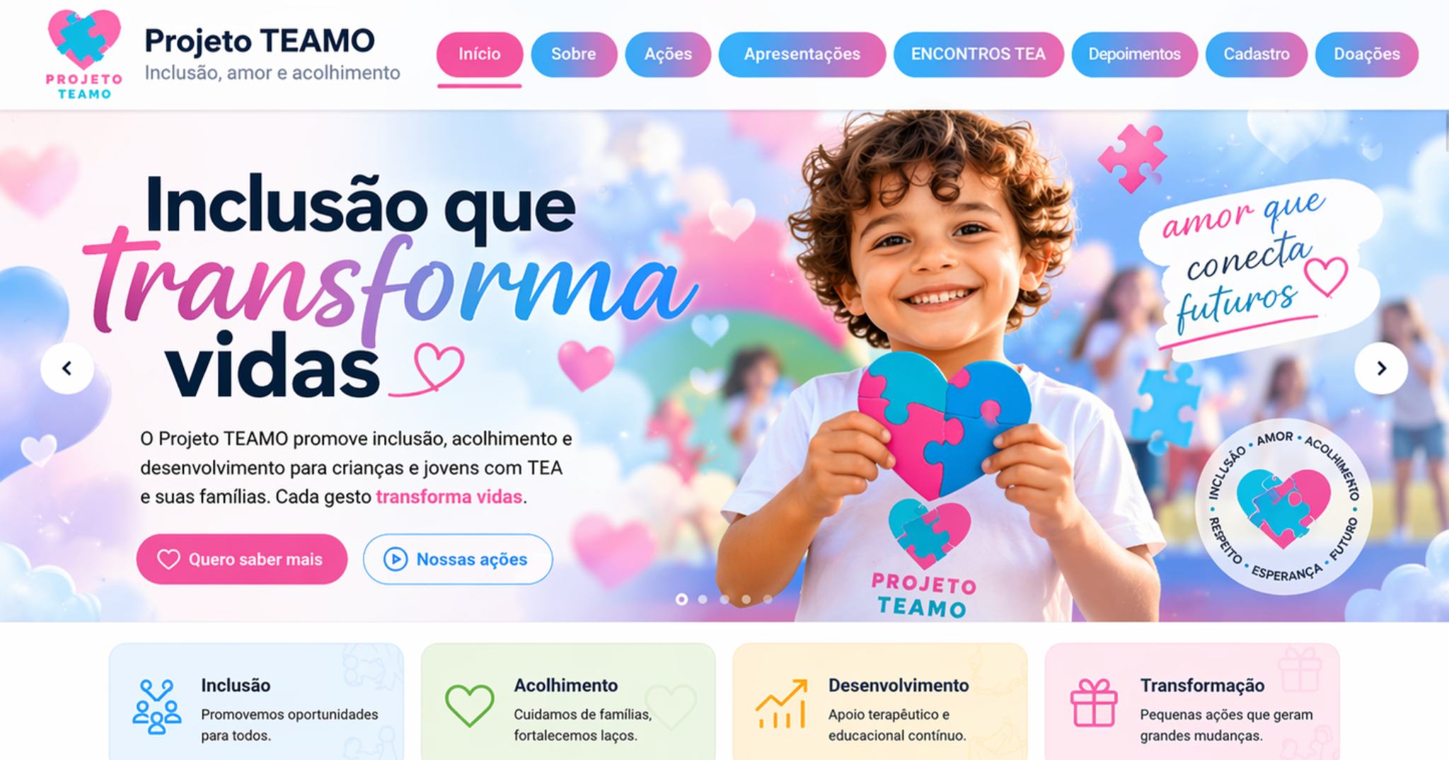 Capa principal do Projeto TEAMO